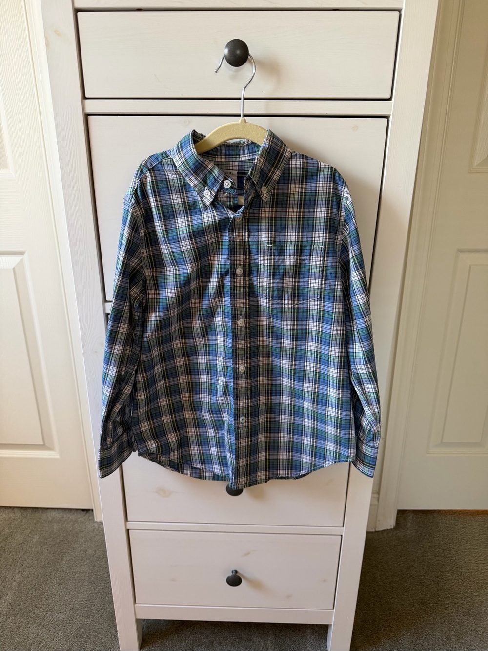 JCrew Crewcuts Plaid Button-Down Shirt in Blue and Green
